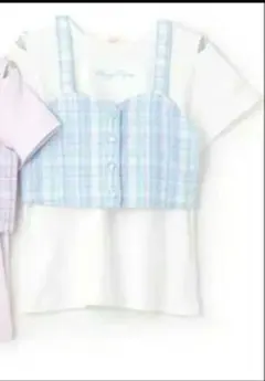 り*く様 mezzo piano チェックビスチェ＆半袖Tシャツセット