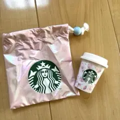 スターバックス 小物入れ　桜柄ミニカップと収納袋セット