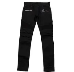 BALMAIN バイカーデニム 蛇腹 ブラックウォッシュ デニムパンツ 黒 BALMAIN バイカーデニム 蛇腹 ブラックウォッシュ デニムパンツ 黒