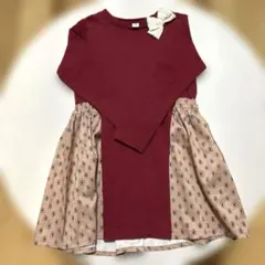 アプレレクール　長袖ワンピース　女の子　100 赤　発表会　フォーマル