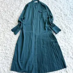 美品 ソージュ ソフトオックスシャツワンピース ウエストリボン 光沢
