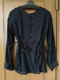 AG by aquagirl　シアーサイドリボンブラウス　ブラック　S