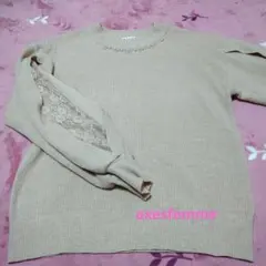 美品　アクシーズファム　axes femme ビジュー付き　ニット　薄手　レース