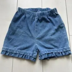 petit main デニム フリル ハーフパンツ 120cm