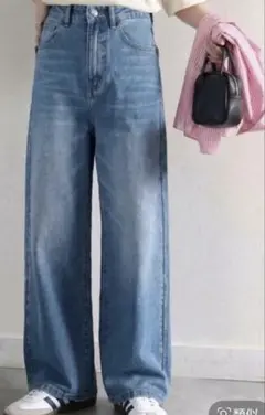 美脚見えXラフさのいいとこ取り♪ハイウエスルーズデニムパンツ