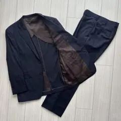 【美品 メンズスーツ 春夏用】 92AB3 ネイビー セットアップ 形態安定