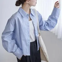 ディスコート　ストライプクロップドシャツ　定価5,940円