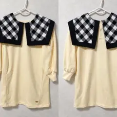 チェック柄襟付きワンピース 姉妹 90cm/100cm