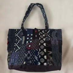絣　かすり　古布を使ったパッチワークデザイン トートバッグ