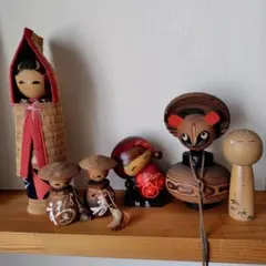 伝統的な木製こけし 6体セット