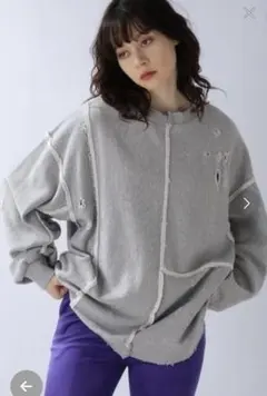 オーバーサイズ グレー セーター ダメージ　スウェット　ジーナシス　ヴィンテージ