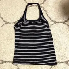 ユニクロ　オープンバックホルターブラトップ　ネイビー　L