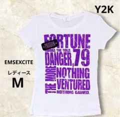Y2K 平成ギャル エムズエキサイト 英字プリントTシャツ 紫 スタッズ M