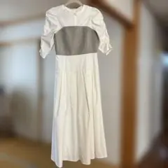 【美品】リランドチュール 異素材切替 ロングワンピース M オフホワイト