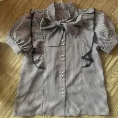 美品】1点物レア 8.2はちてんに ギンガムチェック ハンドメイド 半袖 