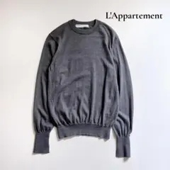 コンテ ウールクルーネックニット グレー ロゴプレート ユナイテッド