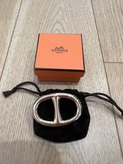 美品　エルメス　スカーフリング　シェーヌダンクル　ゴールド