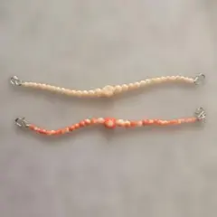 珊瑚　羽織紐　2本セット　A　サンゴ　ビーズ　チェーン　羽織　着物　リメイク用