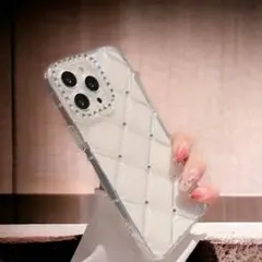 iPhone11 ケース シルバーストーン付き インスタ映え 韓国