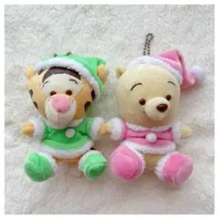 平成レトロ プーさん ティガー サンタ ぬいぐるみ マスコット キーホルダー