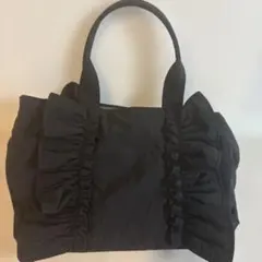 grove フリルバッグ　ブラック　ナイロン2wayトートバッグ　ショルダー