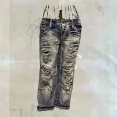 y2k ダメージ 海外ガール ギャル デニムジーンズ　パンク ロック 平成