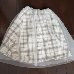 チェック柄 チュールスカート 120cm