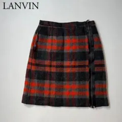 美品　LANVIN ランバン　ラップスカート　ジップ　チェック　ウール　36のサムネイル