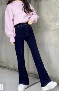 ピンタックフレアデニムパンツ[cu384]のサムネイル