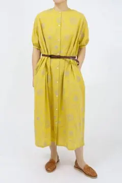 nest Robe 近江晒天然染め ギャザーフレアワンピース イエロー - メルカリ