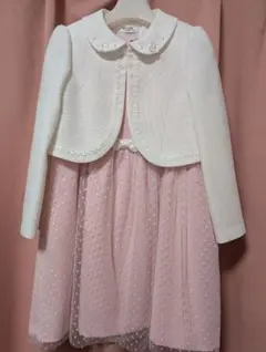 キッズ フォーマルドレス ピンク ドット柄 120cm 入学式 結婚式