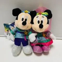 ディズニー スターフェスティバル2010　七夕　ミッキー＆ミニーぬいぐるみバッジ