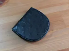 オーストリッチ調 レザー コインケース 小銭入れ ブラック