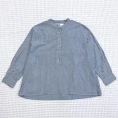 MHL. バンドカラー　長袖　ストライプシャツ　Ⅲ L相当