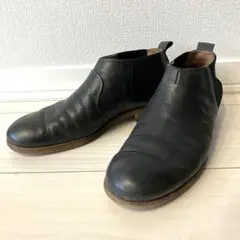 人気 美品 SAYA (23.5) サイドゴアブーツ シボ革 ソフトレザー 黒 サヤ SAYA クレープ本革ラウンドトウボロネーゼ製法サイドゴア