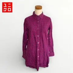 ユニクロ✨チェックシャツ 赤黒 ネルシャツ レディース