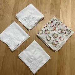花柄ハンカチと刺繍ハンカチ 4枚セット