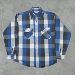 好配色 70s FIVE BROTHERネルシャツ 青黒USA製XL ヘビネル