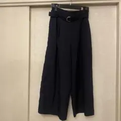 GU ベルト付きワイドアンクルパンツ　濃紺　M