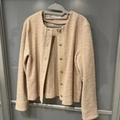 GREEN LABEL RELAXING ノーカラージャケット ベージュ