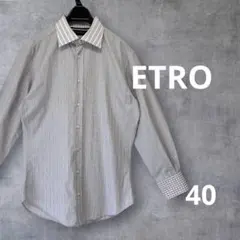ETRO エトロ イタリア製 ストライプシャツ メンズ　40 パープル圭