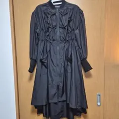 極美品】＆LOVE フリルシャツワンピース ベルト ブラック 羽織り