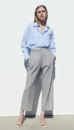 ZARA ストレートレッグ ダーツパンツ グレー
