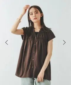 さらさらリラックスネックフリル ブラウス グローバルワーク