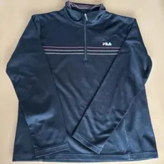 FILA ジップアップ長袖トレーニングシャツ 黒のサムネイル