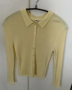 UNIQLO リブポロカーディガン イエロー Mサイズ
