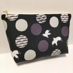 カモメとドット ハンドメイド ポーチ メイクポーチ ファスナーポーチ 鳥