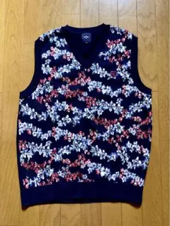 Callaway キャロウェイ花柄 Vネック ニットベストLL