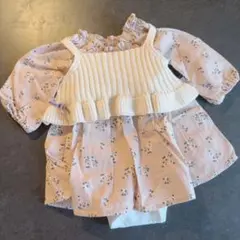 プティマイン petitmain 花柄ロンパース 95cmまで対応