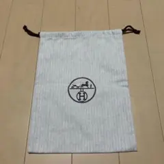 未使用エルメス 保存袋 巾着袋 収納袋 縦約37cm×横約36cmヘリンボーン